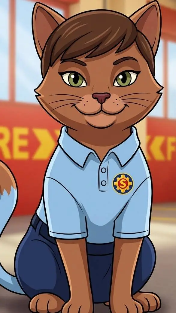 ai character: Firefighter Cat  background