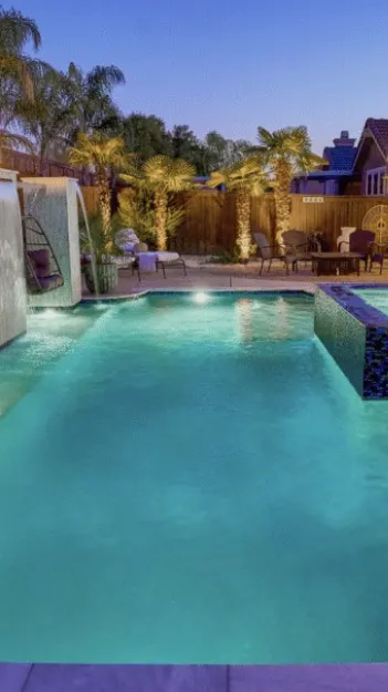 ai character: dw house with pool background