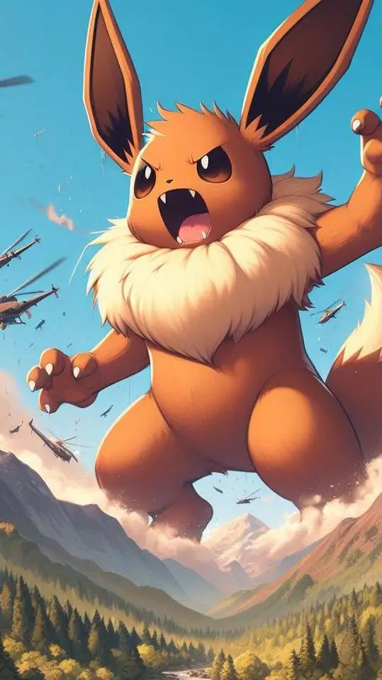 ai character: Big Eevee  background