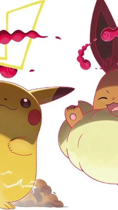 ai character: Eevee and Pikachu  background