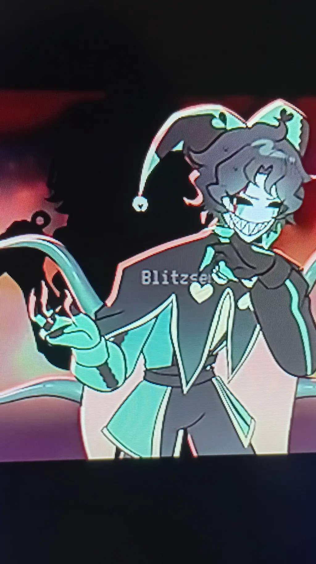 ai character: Harlequim🖤💚 background