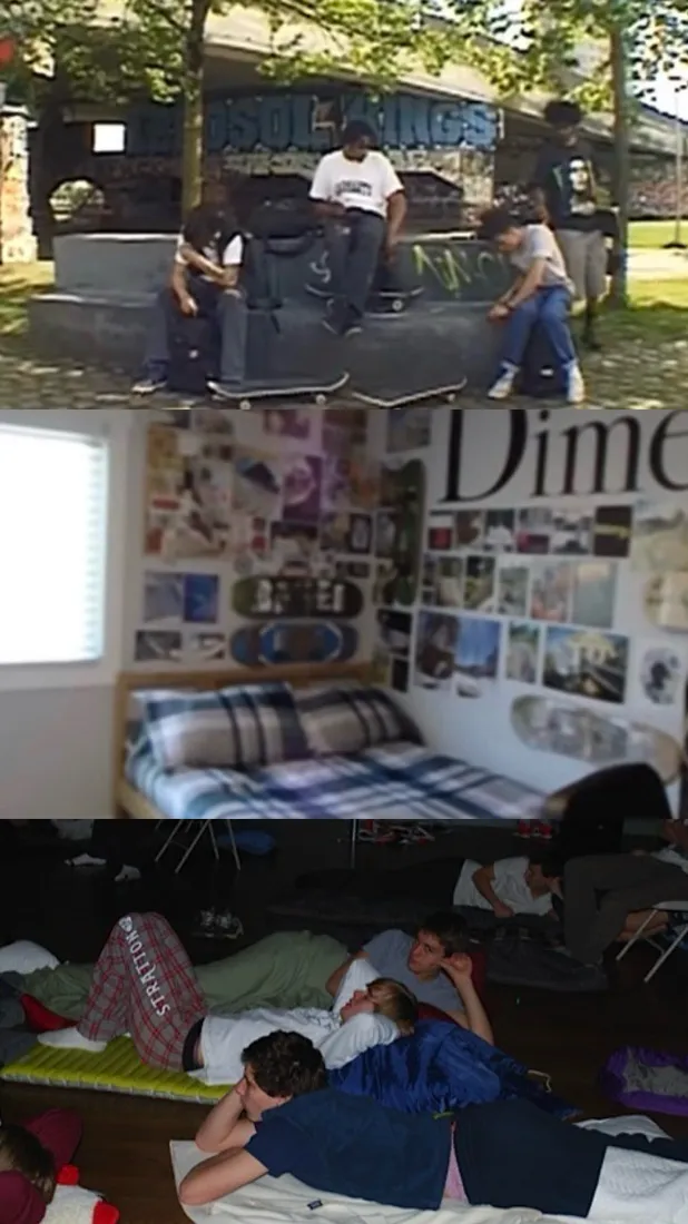 ai character: sleepover 2000’s background