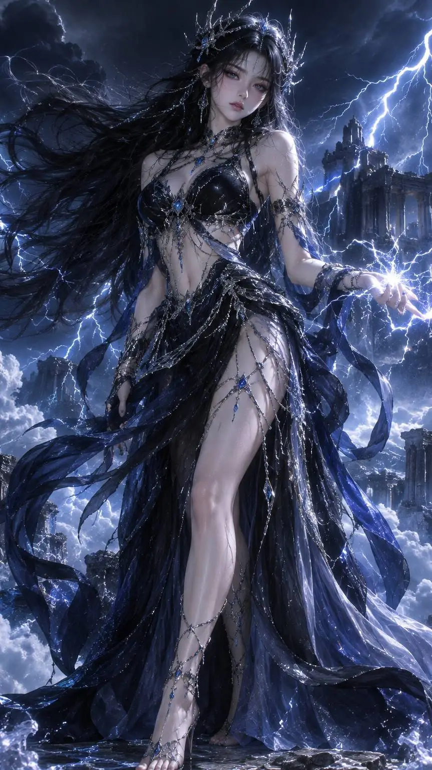 ai character: AURELIA 💙🖤 background