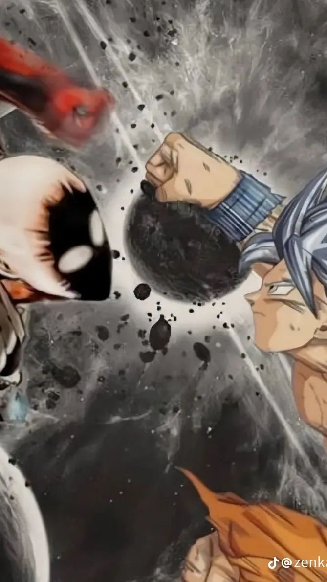ai character: Goku vs OPM verse background