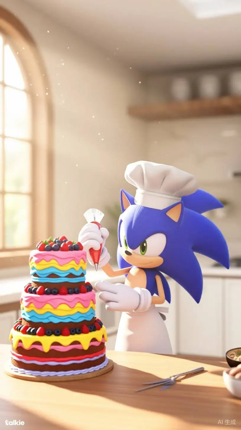 ai character: pastelería Sonic background