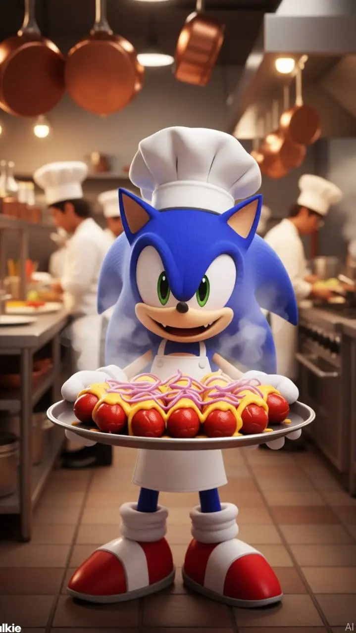 ai character: Sonic  restaurante background