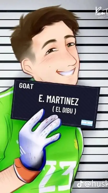 ai character: dibu Martinez  background