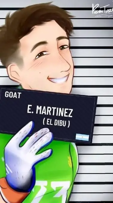 ai character: dibu Martinez background