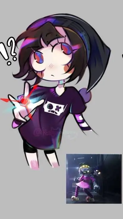 ai character: Pomni+Uzi background
