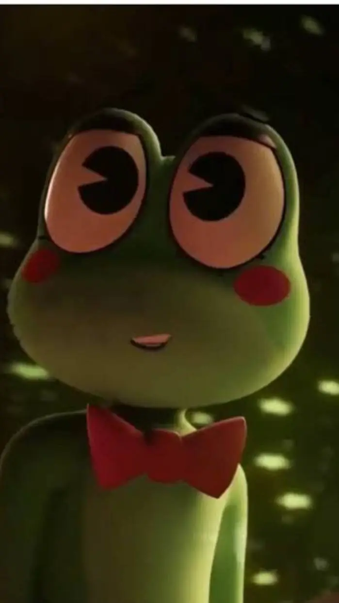 ai character: Ribbit the frog!🐸🧣 background
