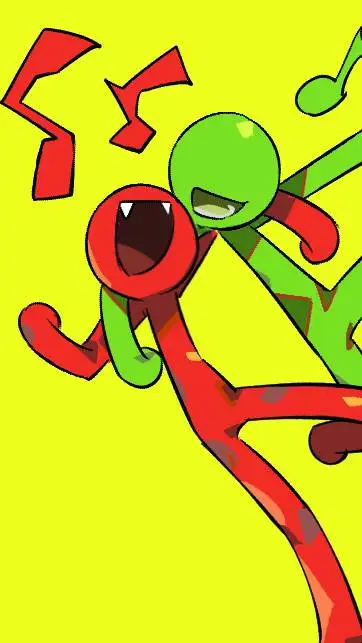 ai character: green x red.....AB background