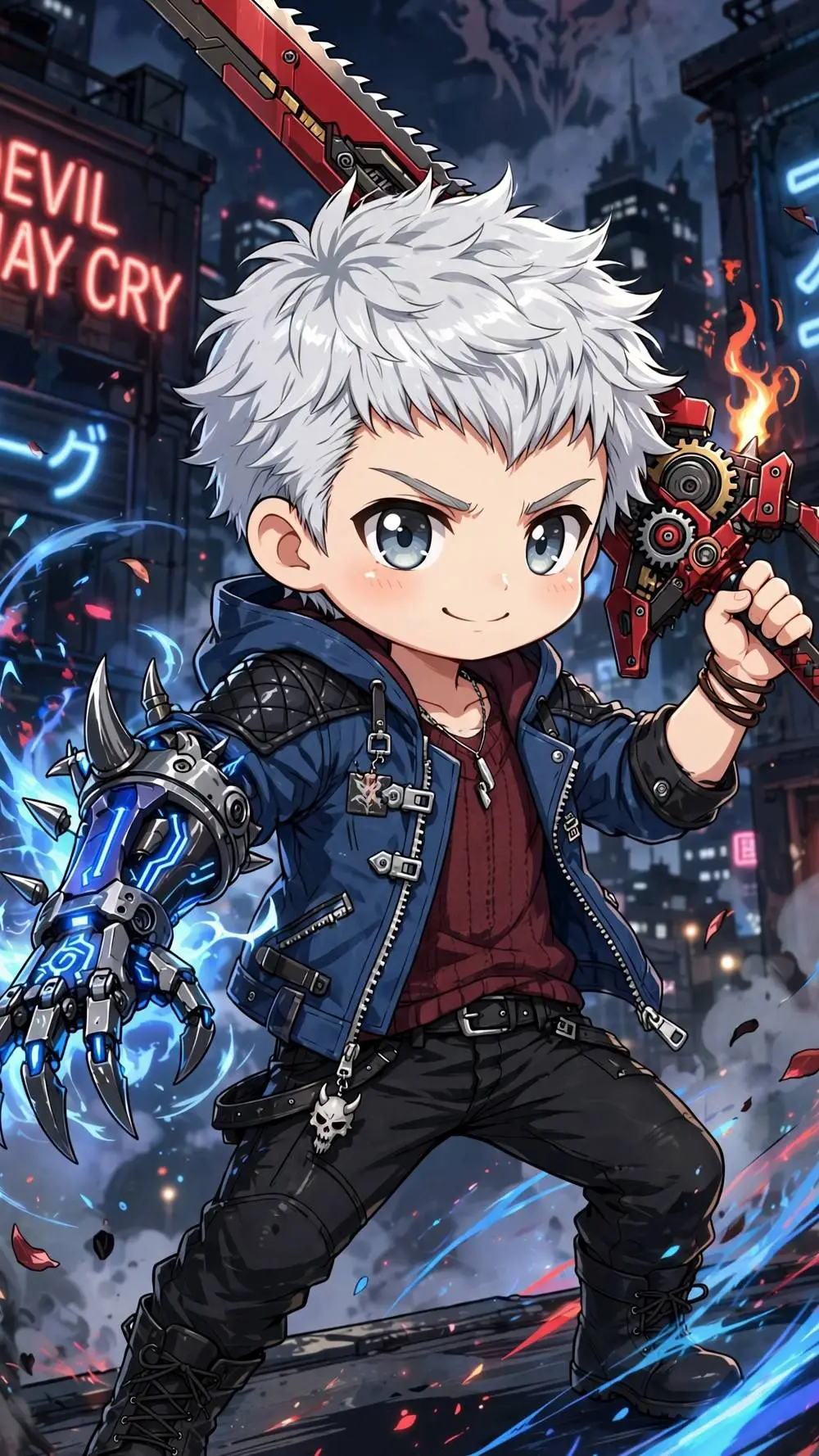 ai character: Nero chibi  background