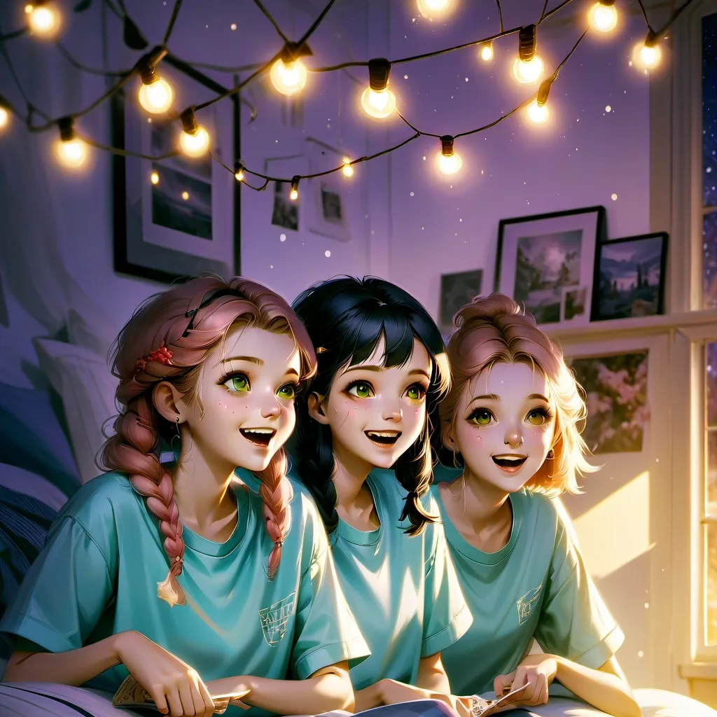 chat with ai character: 2 sleepover
