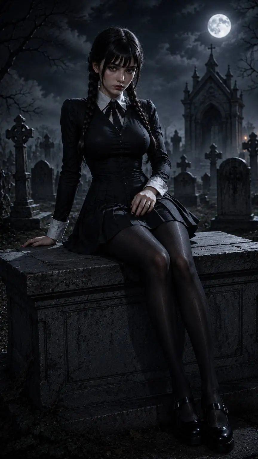 ai character: Merlina Addams  background