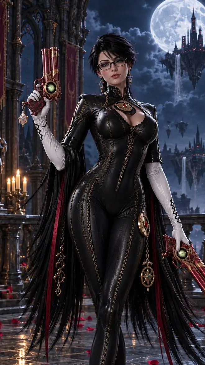 ai character: Bayonetta  background