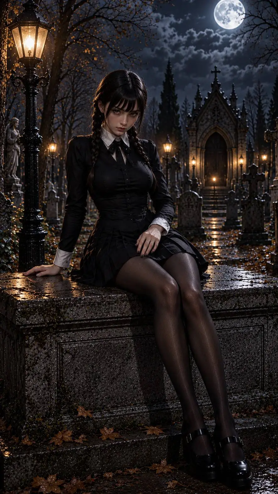 ai character: Merlina Addams  background