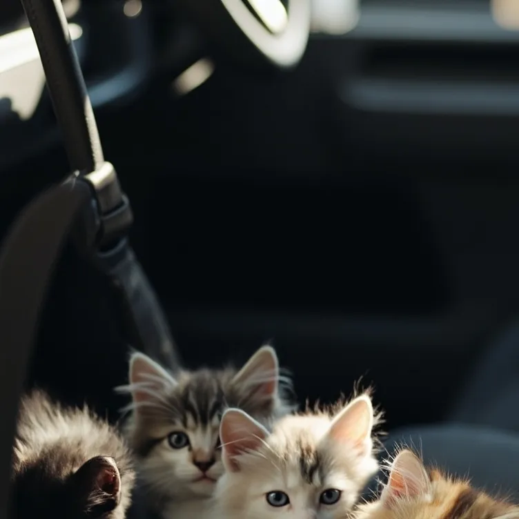 chat with ai character: 4 kittens your car
