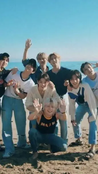 ai character: Stray kids beach background