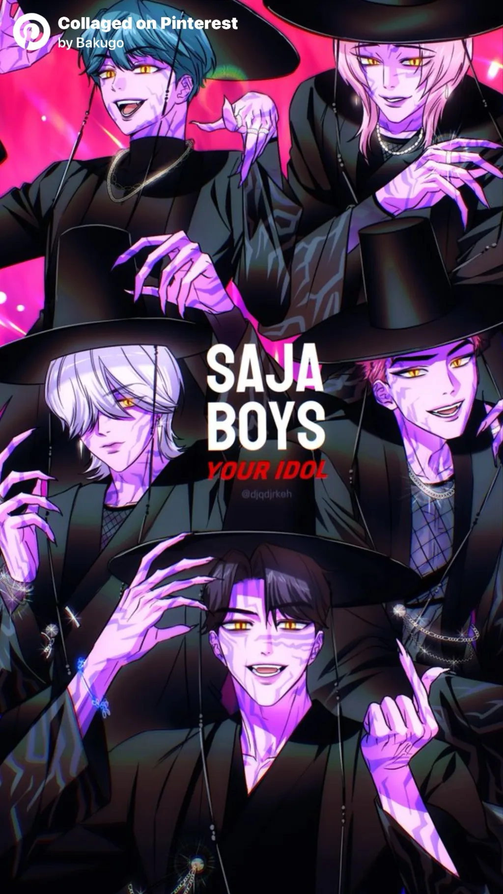 ai character: Huntrix& SajaBoys  background