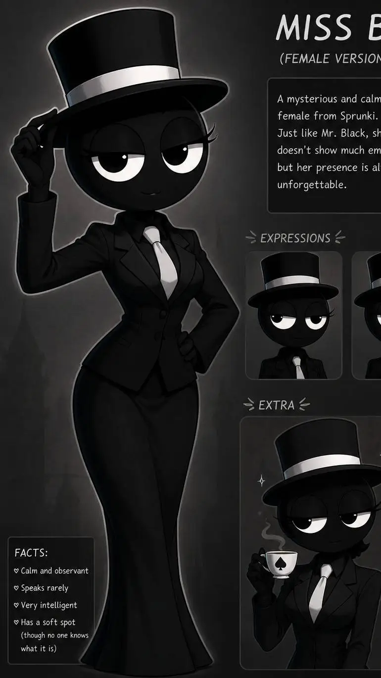 ai character: miss black  background