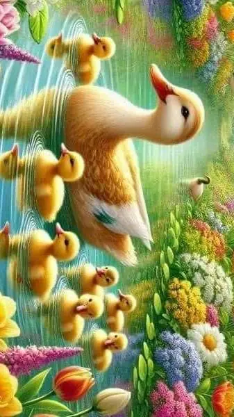 ai character: mamá pato  background