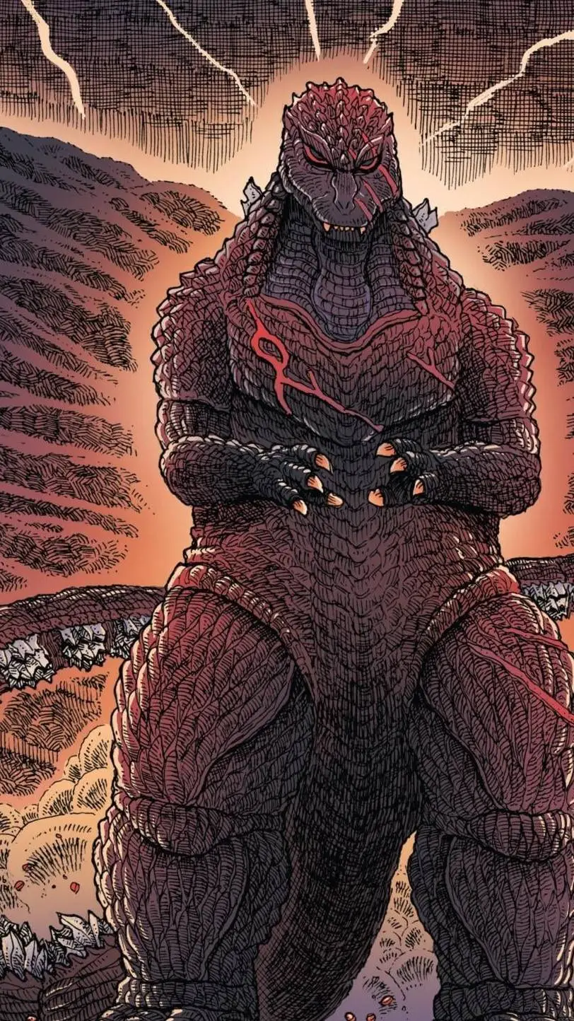 ai character: Godzilla infierno background