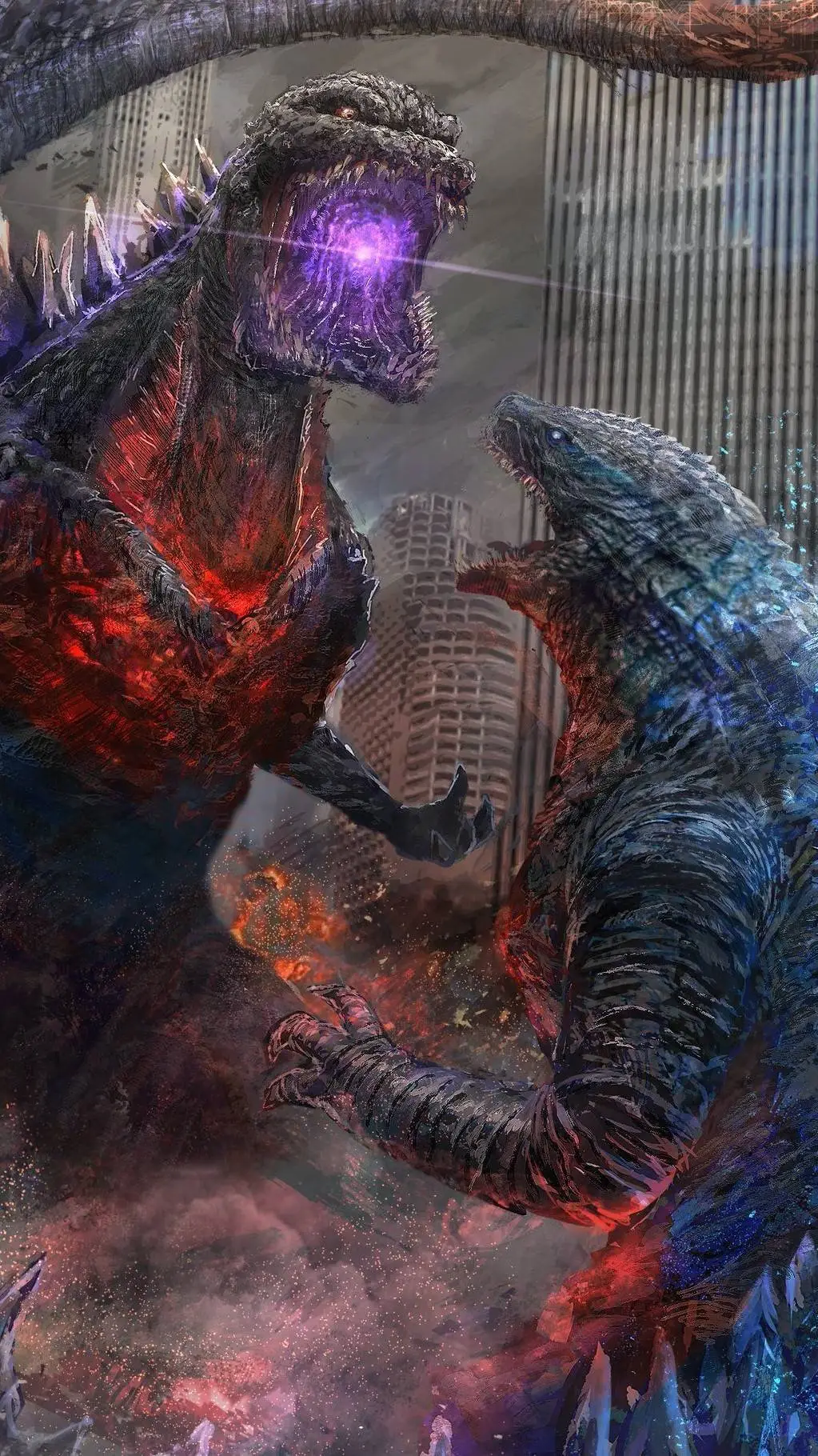 ai character: Godzilla vsSHINGO background
