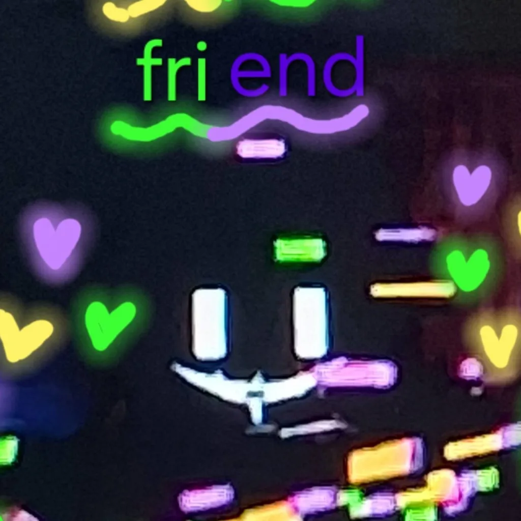 chat with ai character: gLiTcHeD fRiEnD💛💚💜