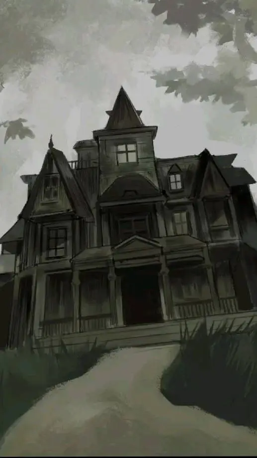 ai character: Jjk Haunted House background