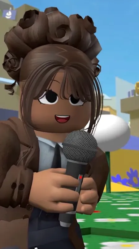 ai character: Roblox news lady background
