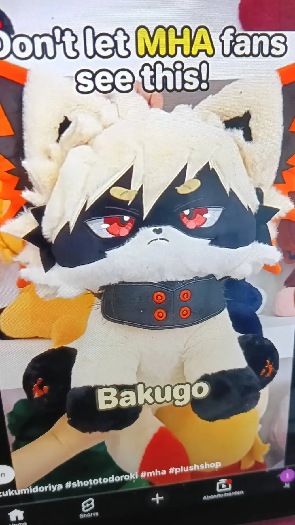 ai character: bakugo furry plush background