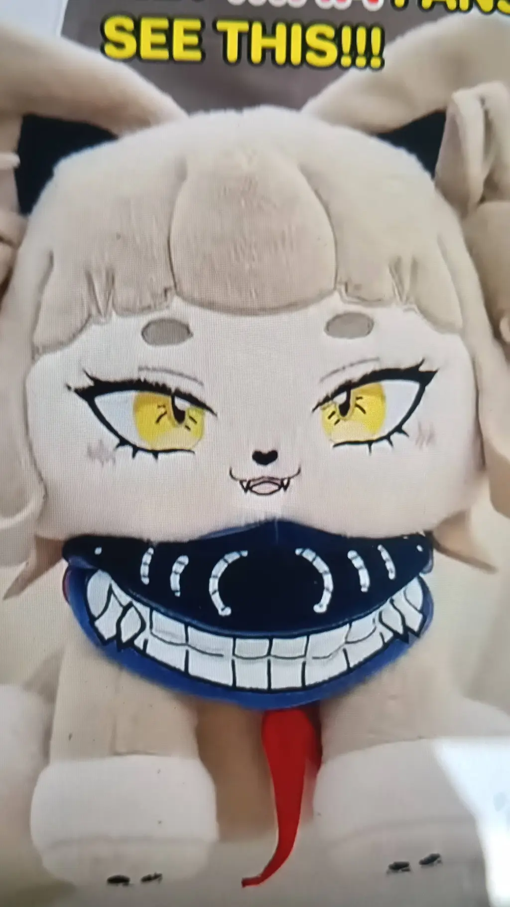 ai character: toga furry plush  background