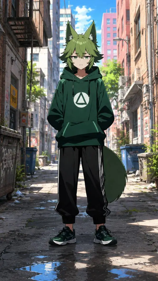ai character: Lime Galaxy background