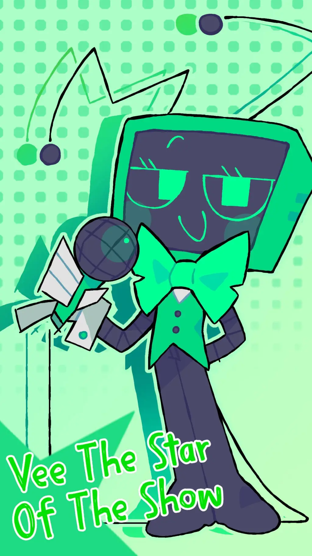 ai character: 🖤vee💚 background