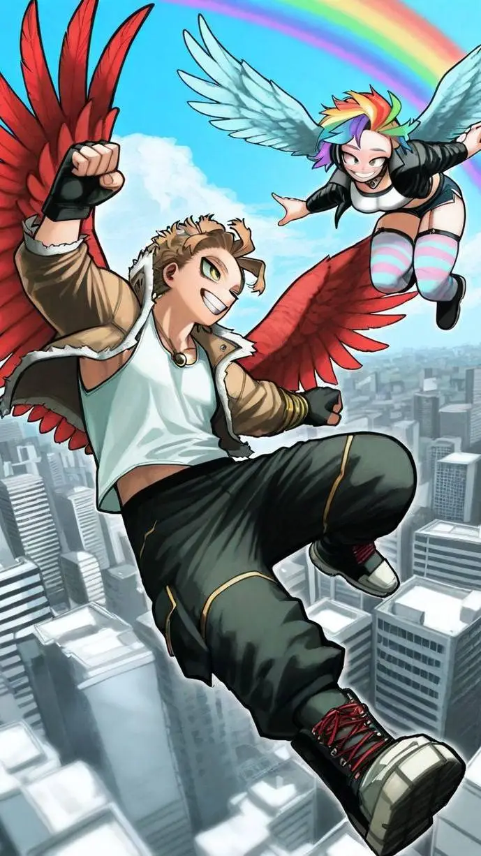 ai character: 🥴Hawks y Rainbow🥳 background