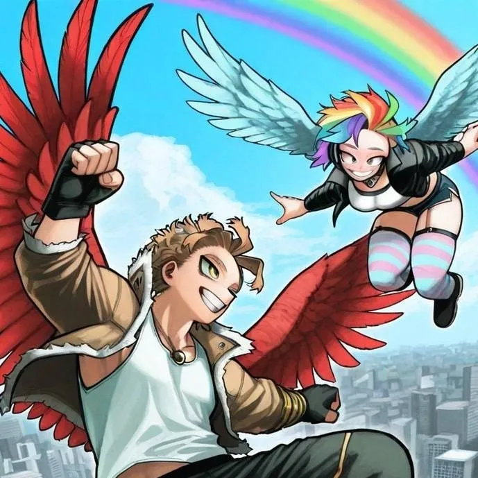 chat with ai character: 🥴Hawks y Rainbow🥳