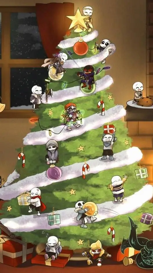 ai character: sans aus Christmas background