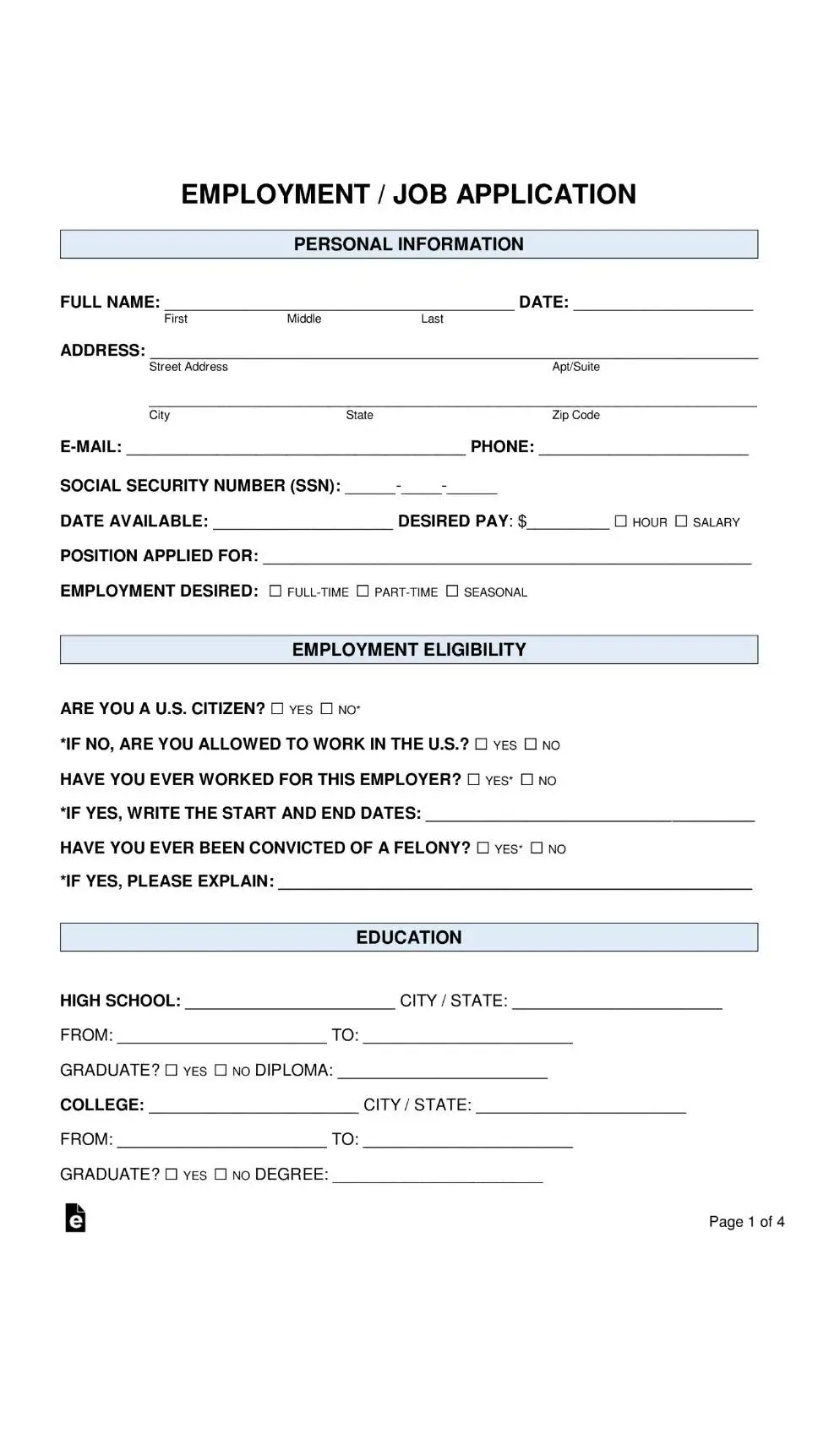 ai character: job application background
