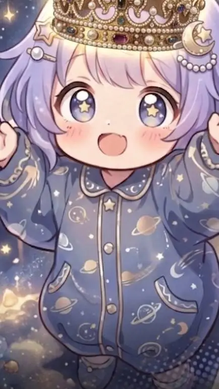 ai character: cute galaxy baby background