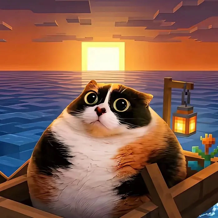 chat with ai character: chubby cat in boat