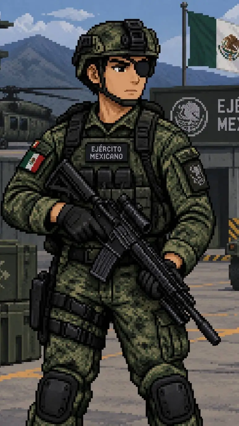ai character: COMANDO LUIS background
