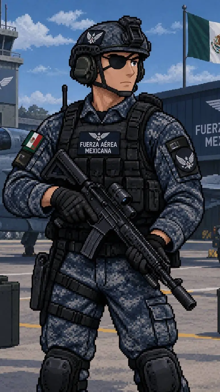ai character: COMANDO ALEX background