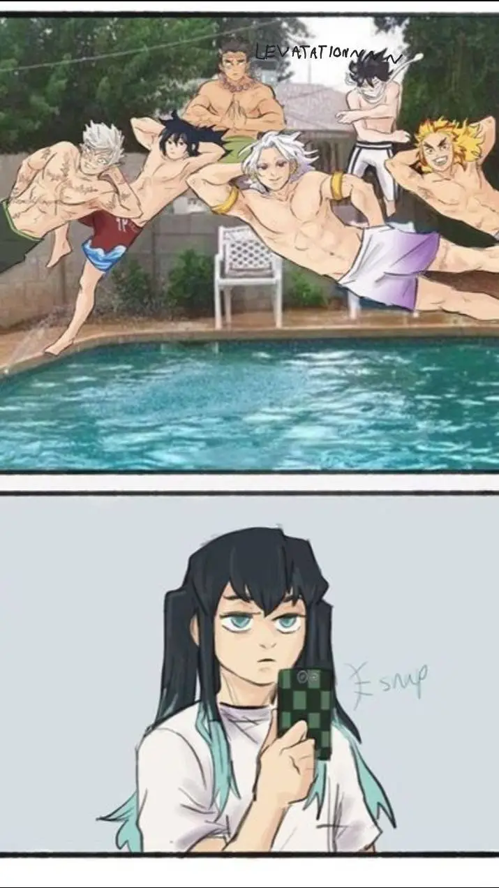 ai character: KNY POOL PARTYYYYY background