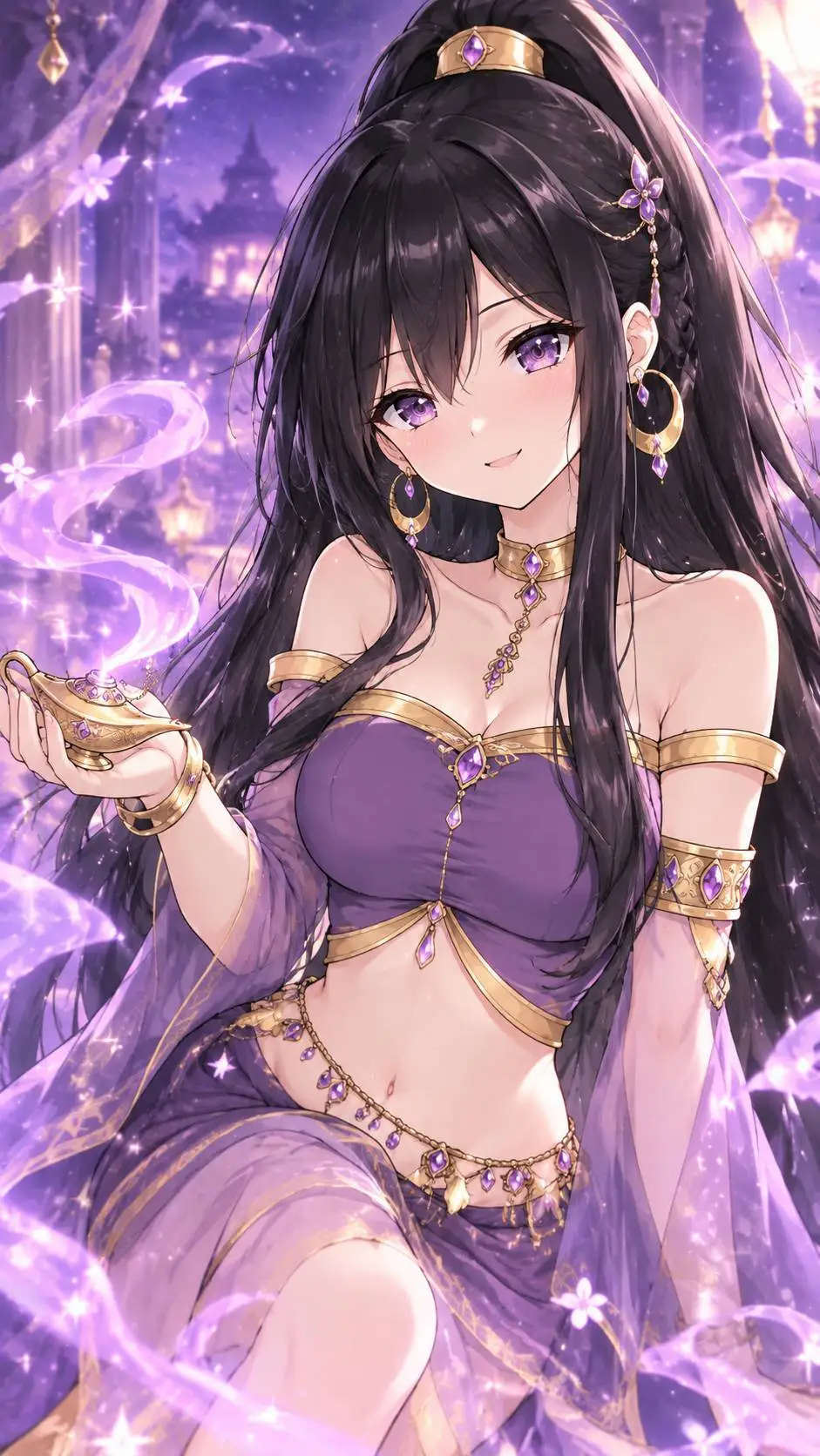 ai character: Amethyst Lunara background