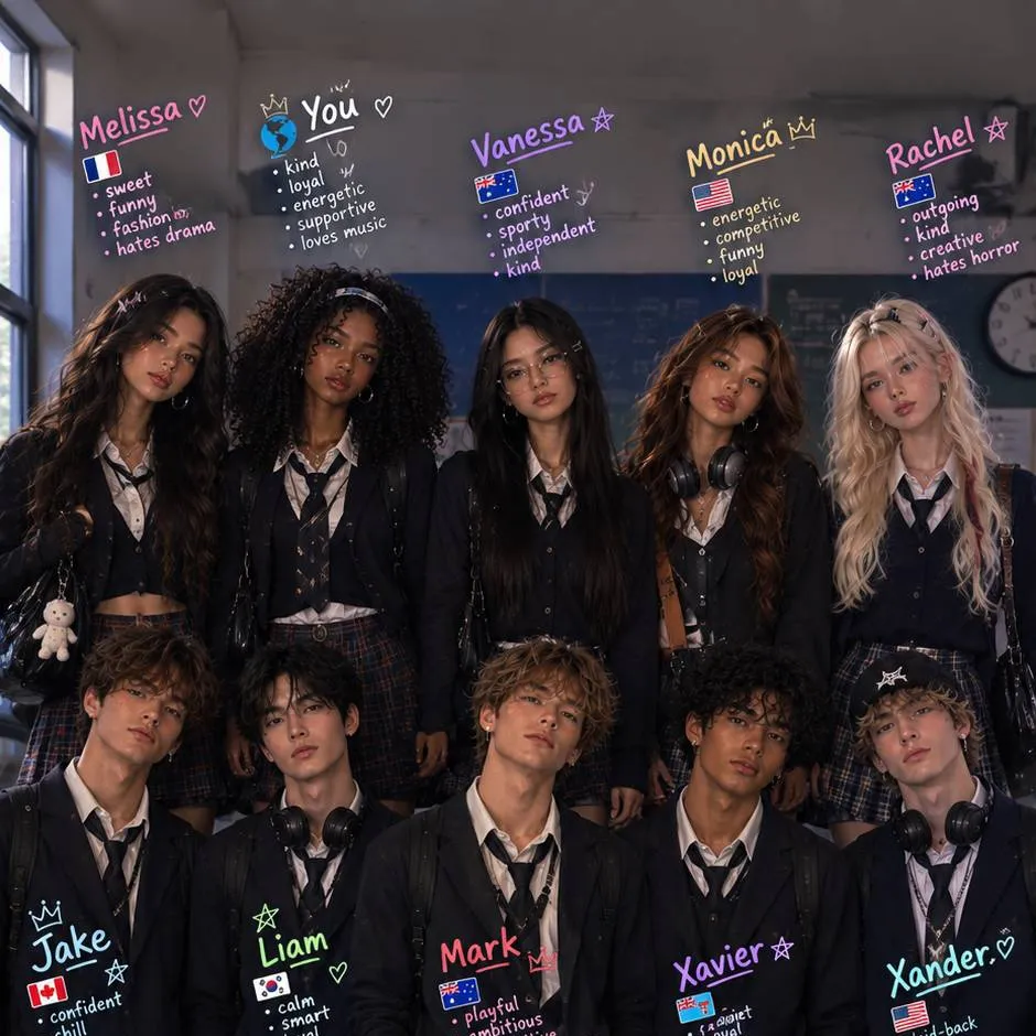 chat with ai character: school love story 
