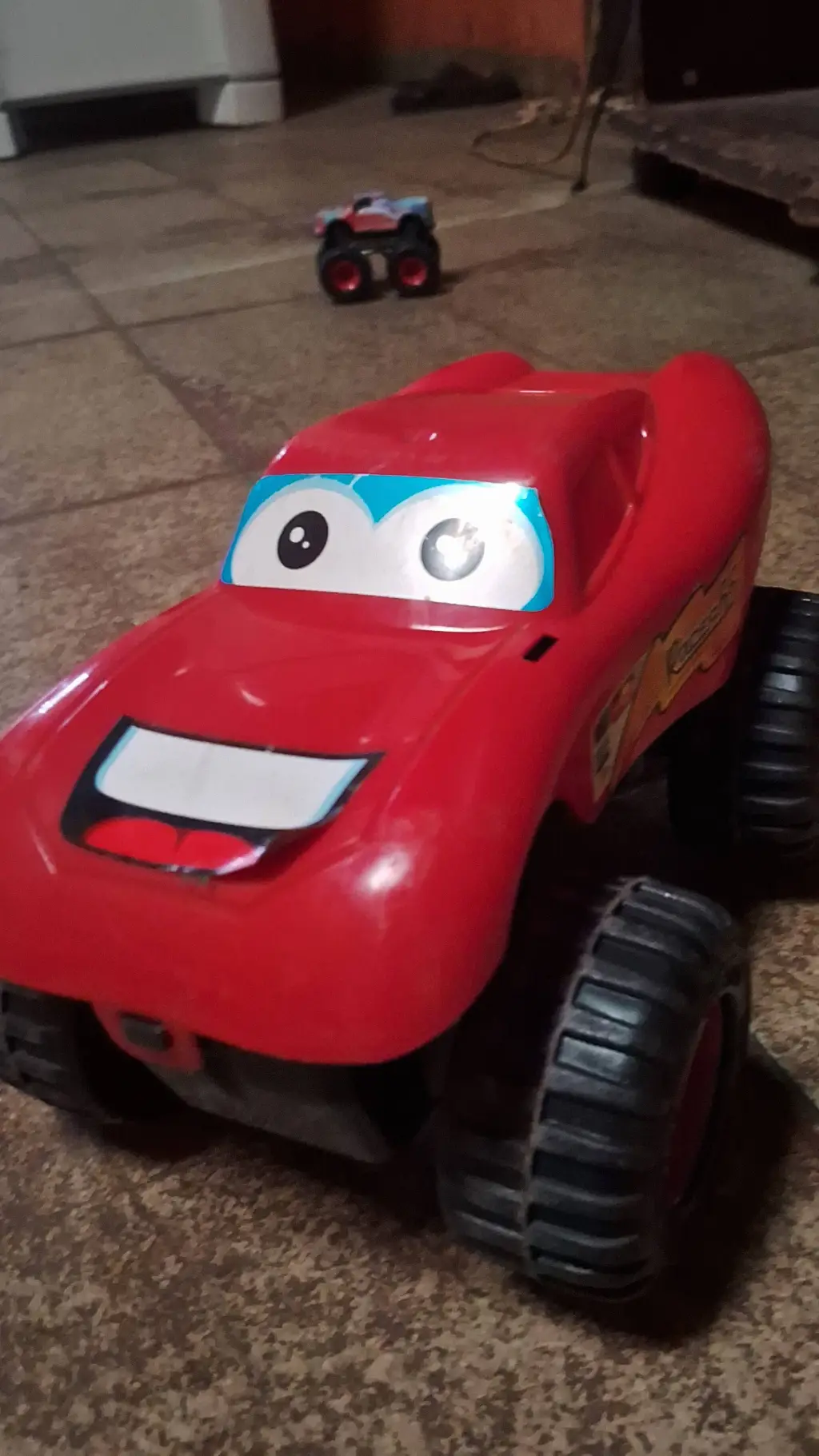 ai character: cursed McQueen  background