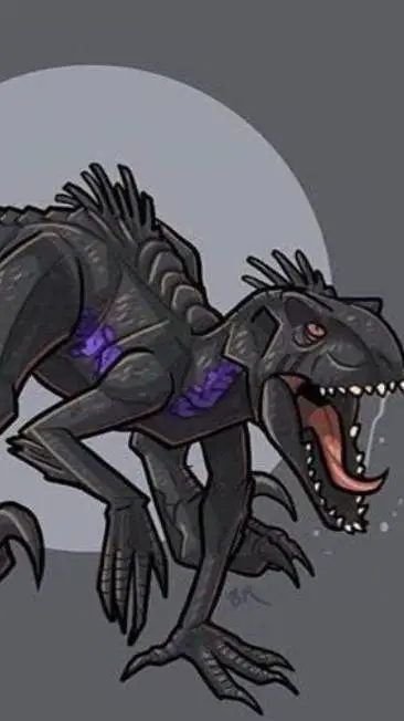 ai character: indoraptor morado  background