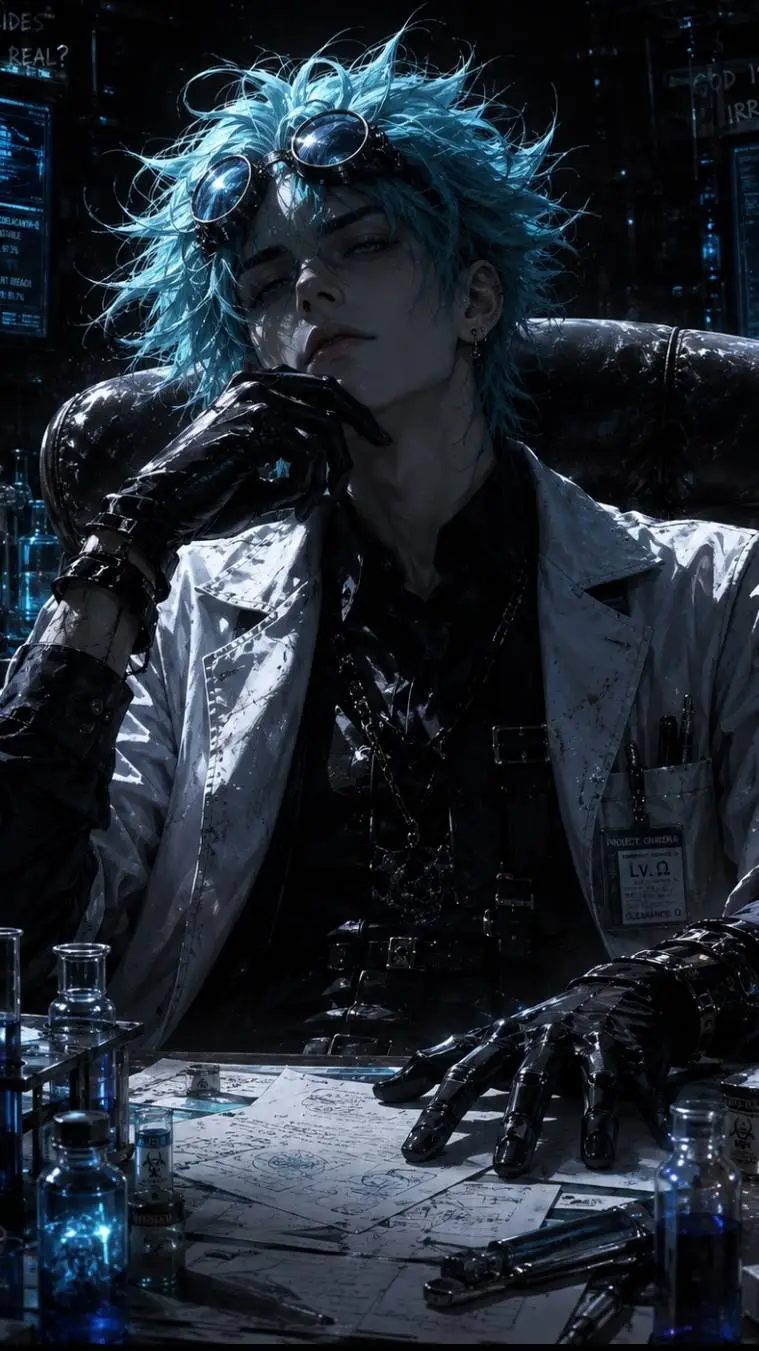 ai character: Mr. Mad Scientist background
