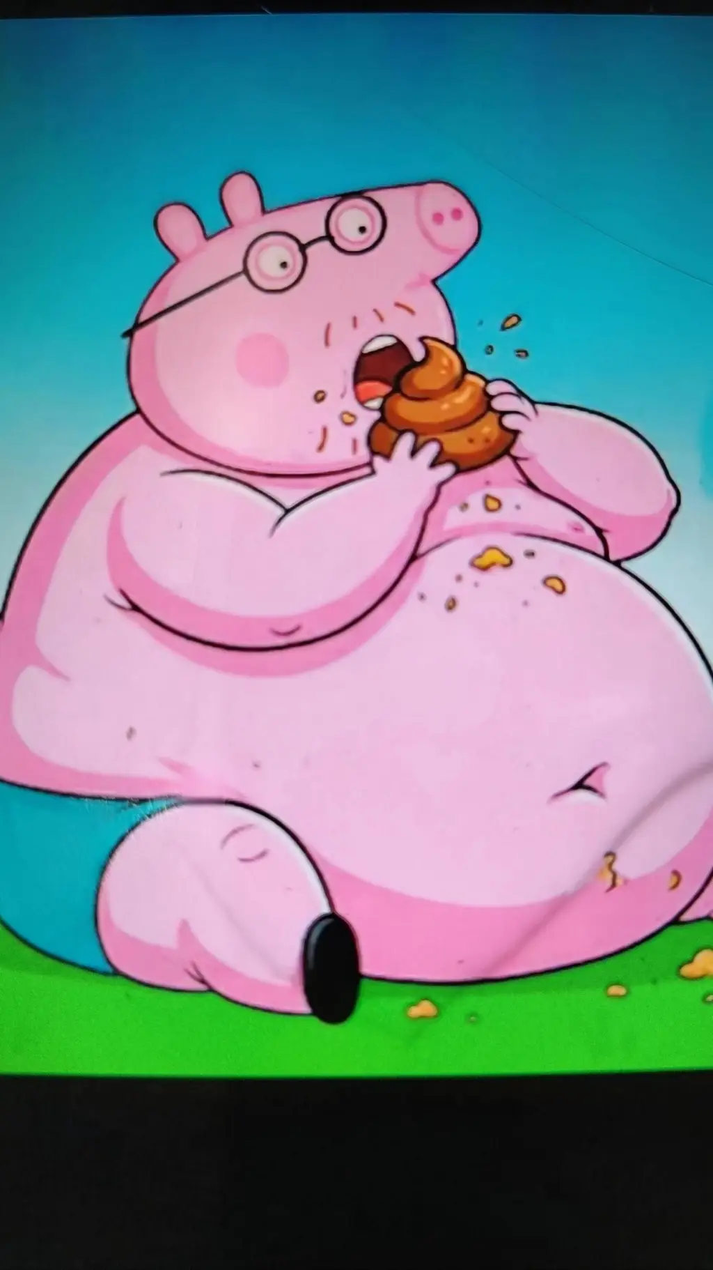 ai character: fat Daddy pig background