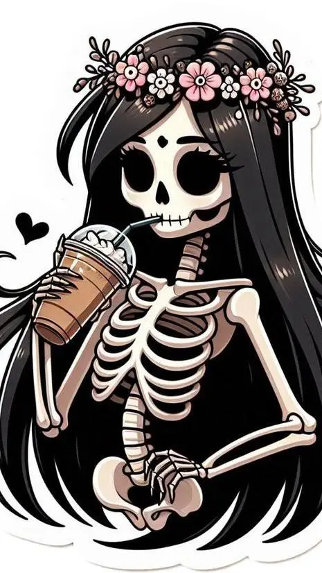 ai character: fem skeleton background